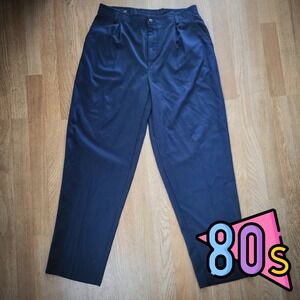 Vintage 80s RPM Mens Blue Pleated Wide Leg Dark Blue Pants 32x30